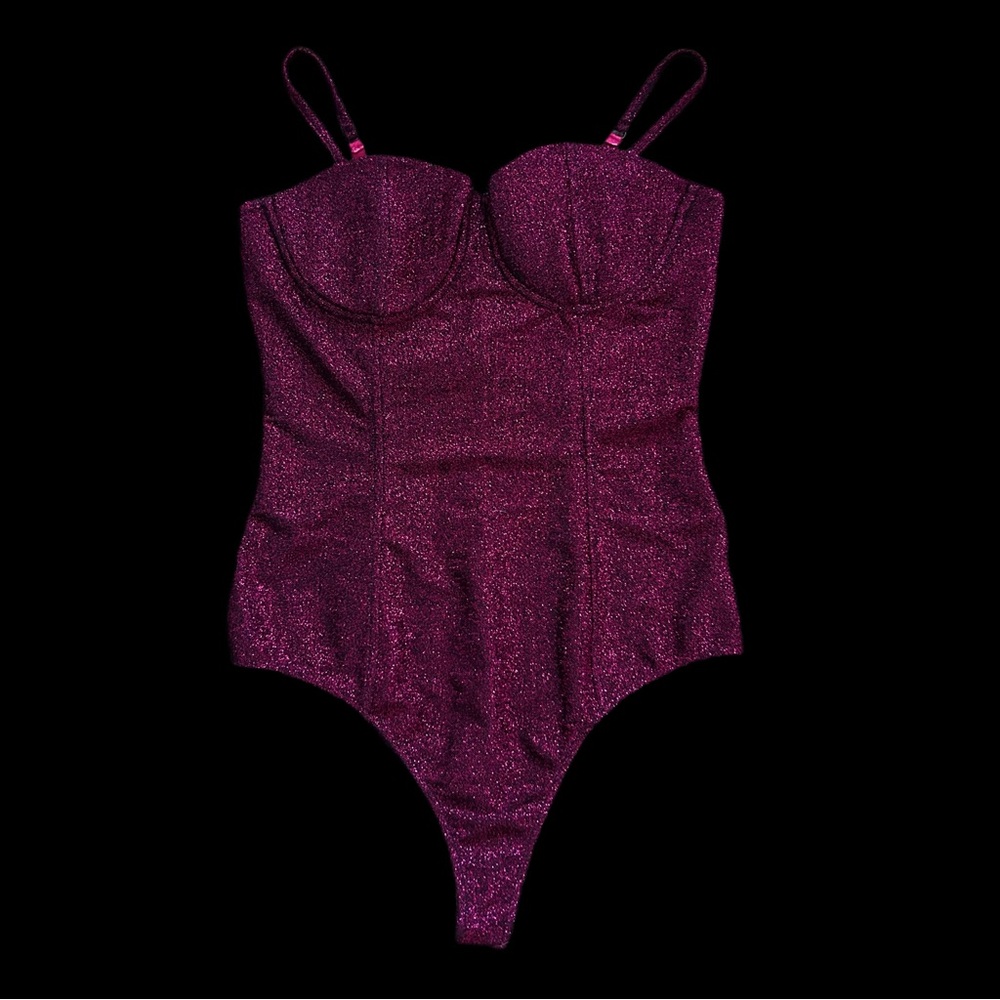 Dolls Kill Purple Glitter Bodysuit